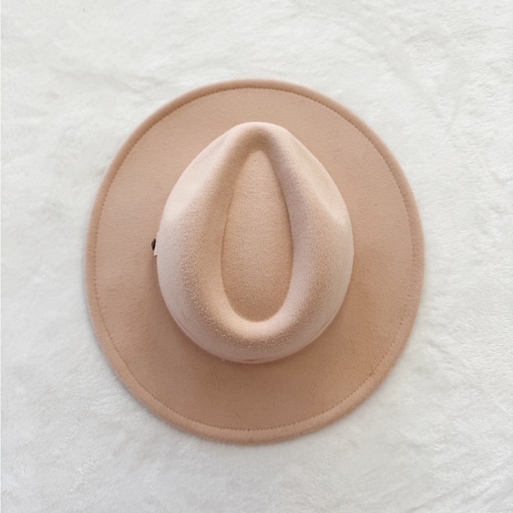 Girls Beige Felt Rancher Hat Wide Brim Neutral Boho Western Mini Fashion - Picture 3 of 8